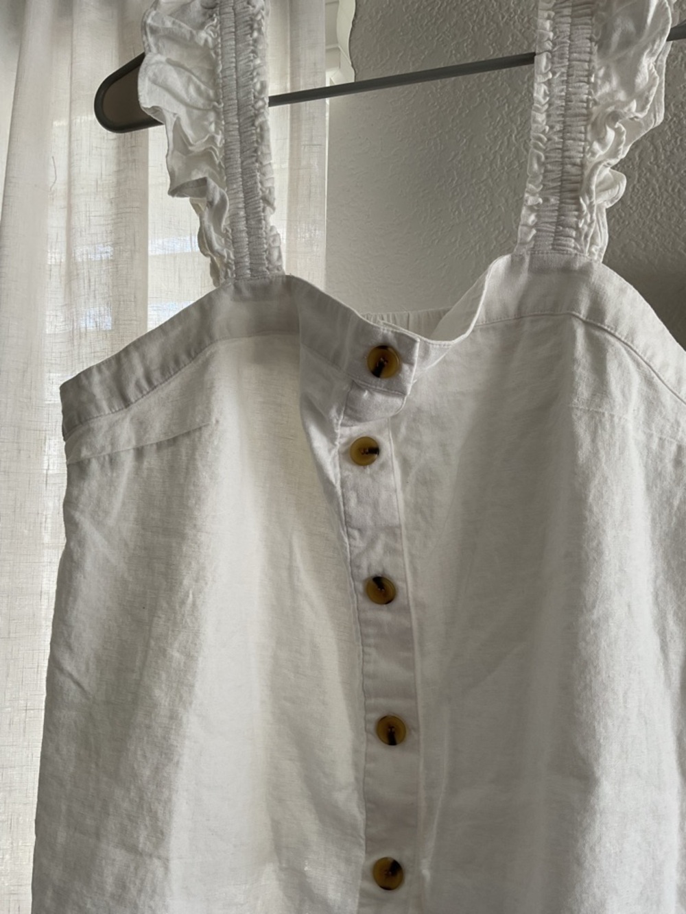 J. Crew White Ruffle-Strap Button Crop Top - Picture 2 of 7